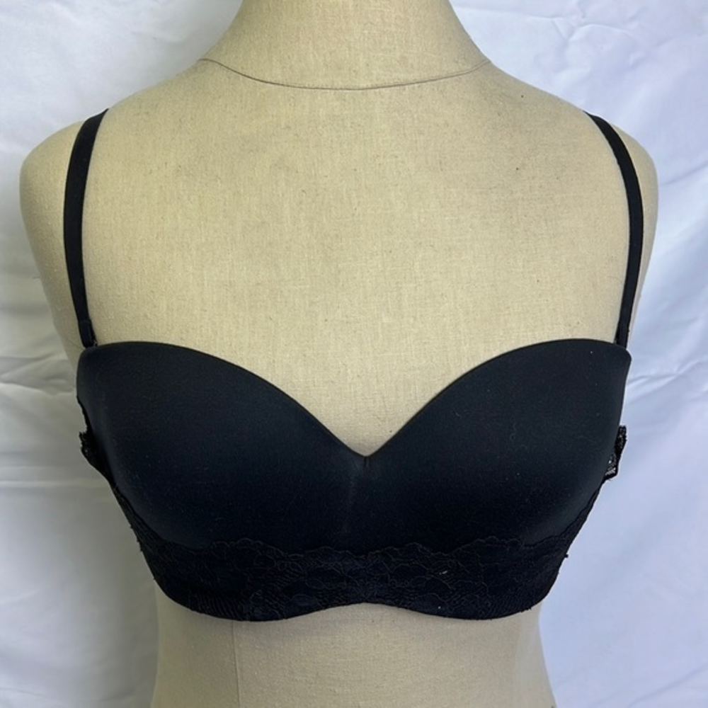 Victoria's Secret Lined Black Strapless 32DD Bra